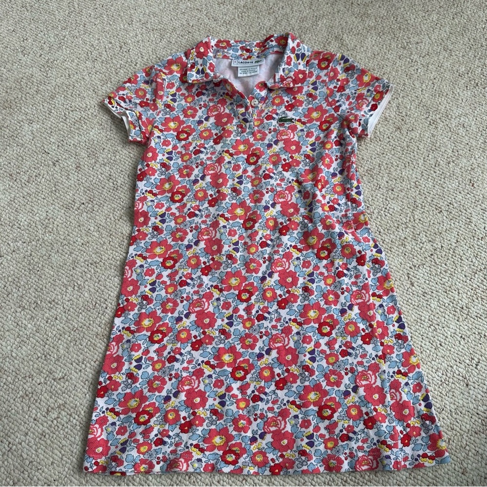 LIKE NEW Lacoste Girls Spring Floral Polo Dress